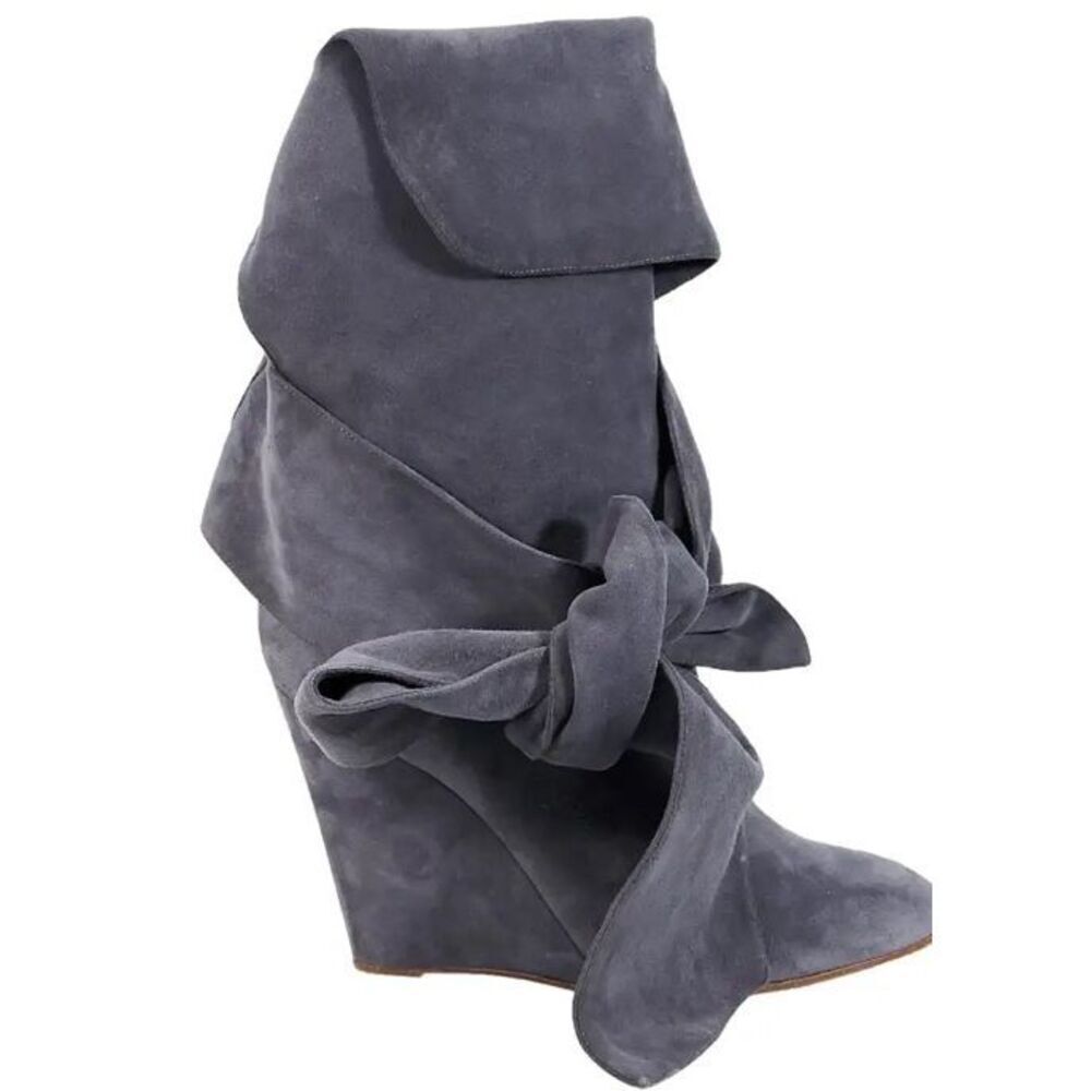 Chloe Grey Suede Wedge Boot Size 37/7
